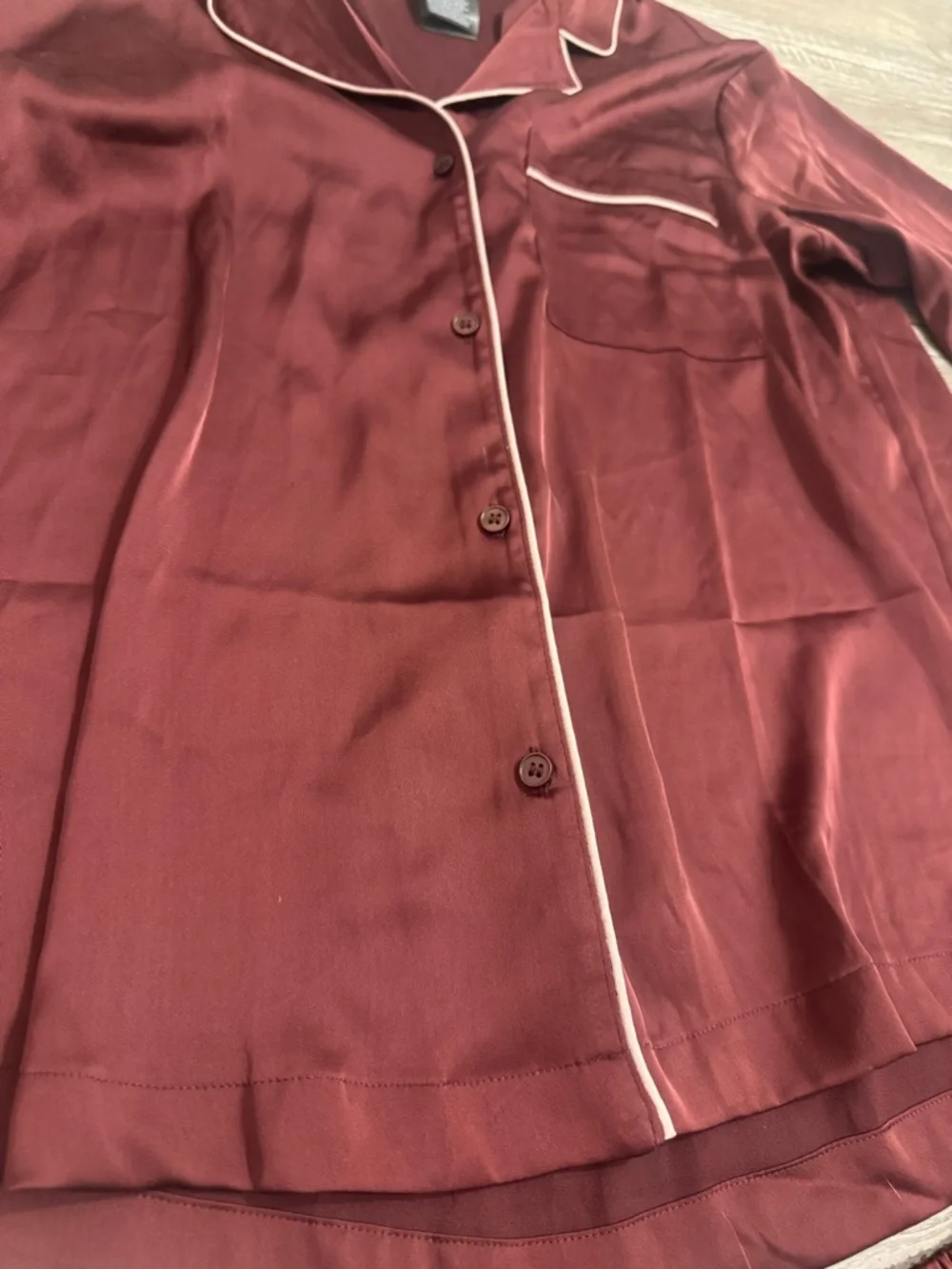 H&M Satin Pajama Set in Burgundy